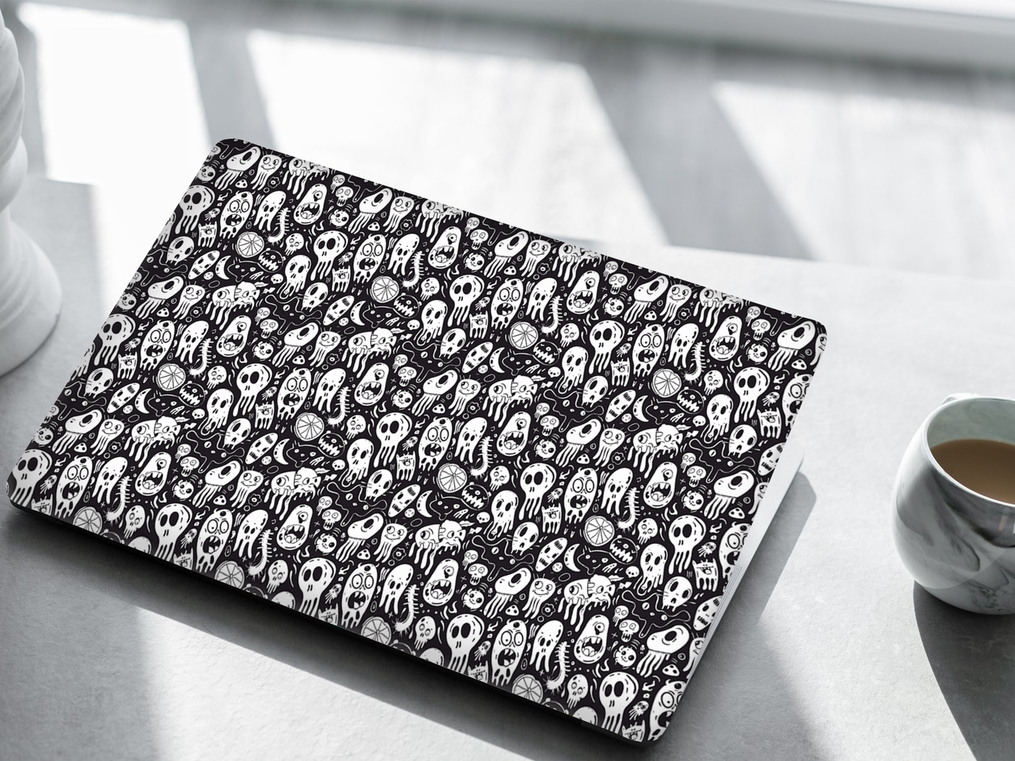 Skull Doodle Pattern Laptop Skin