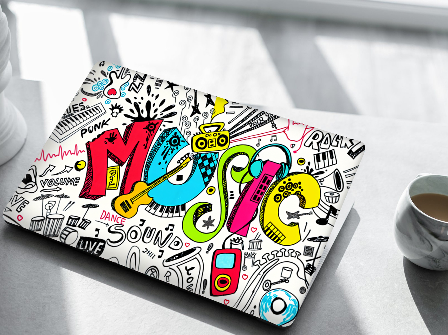 Music Vibes Doodle Laptop Skin