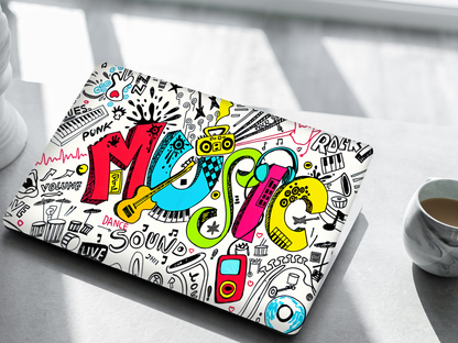 Music Vibes Doodle Laptop Skin