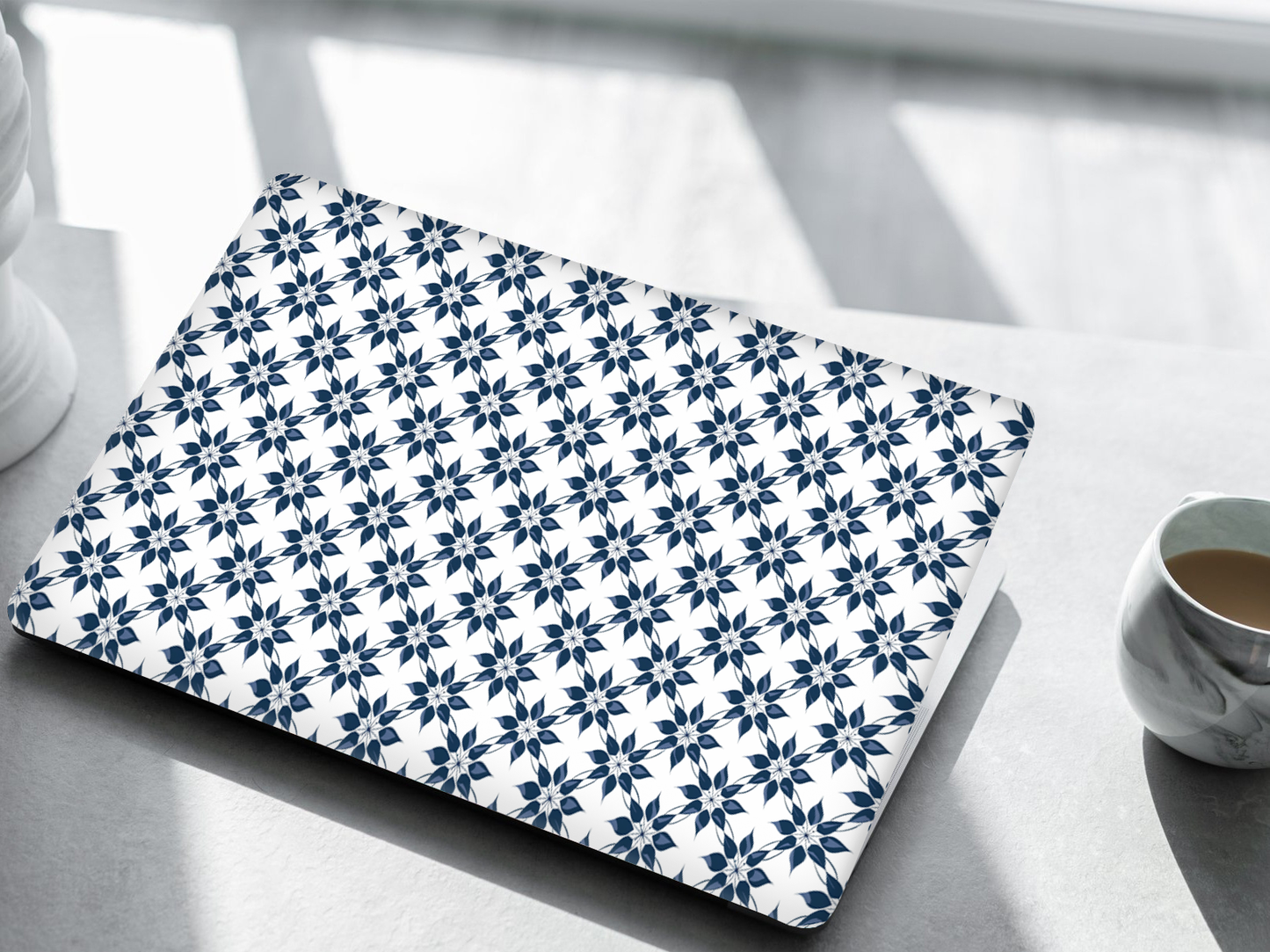 Indigo Tile Floral Laptop Skin