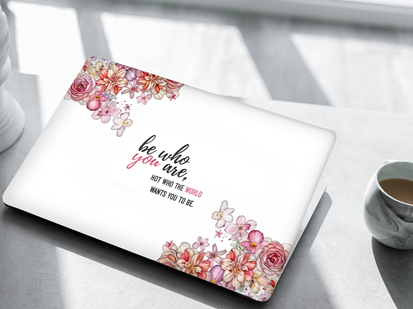 Be Yourself Floral Quote Laptop Skin