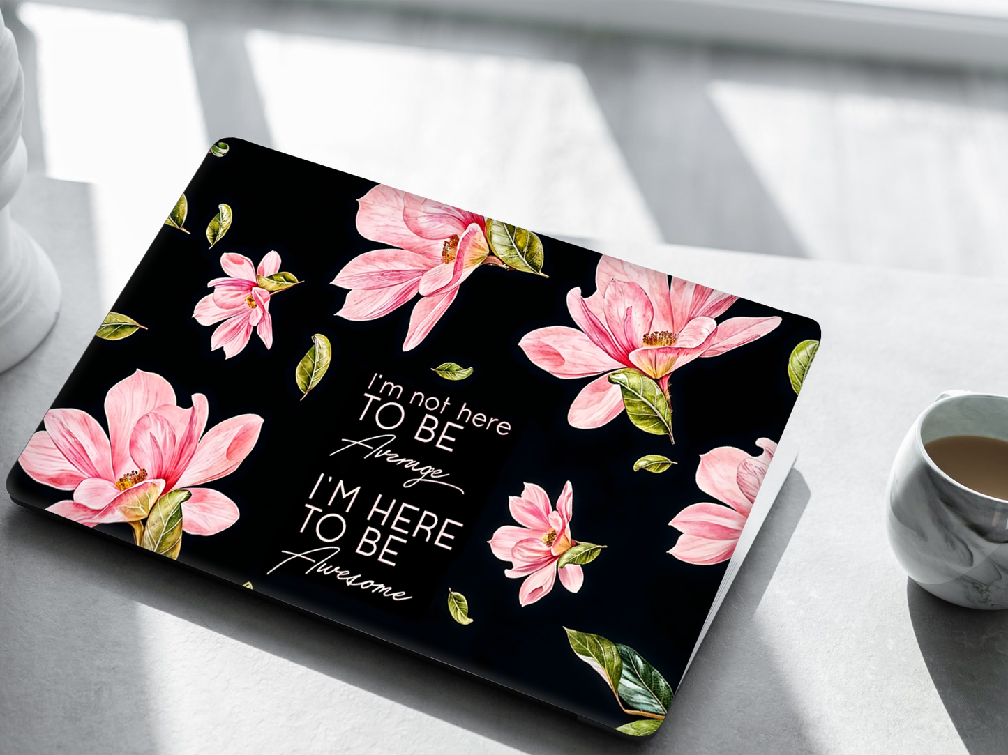 Pink Magnolia Quote Laptop Skin