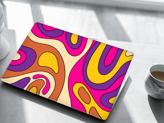Retro Abstract Waves Laptop Skin