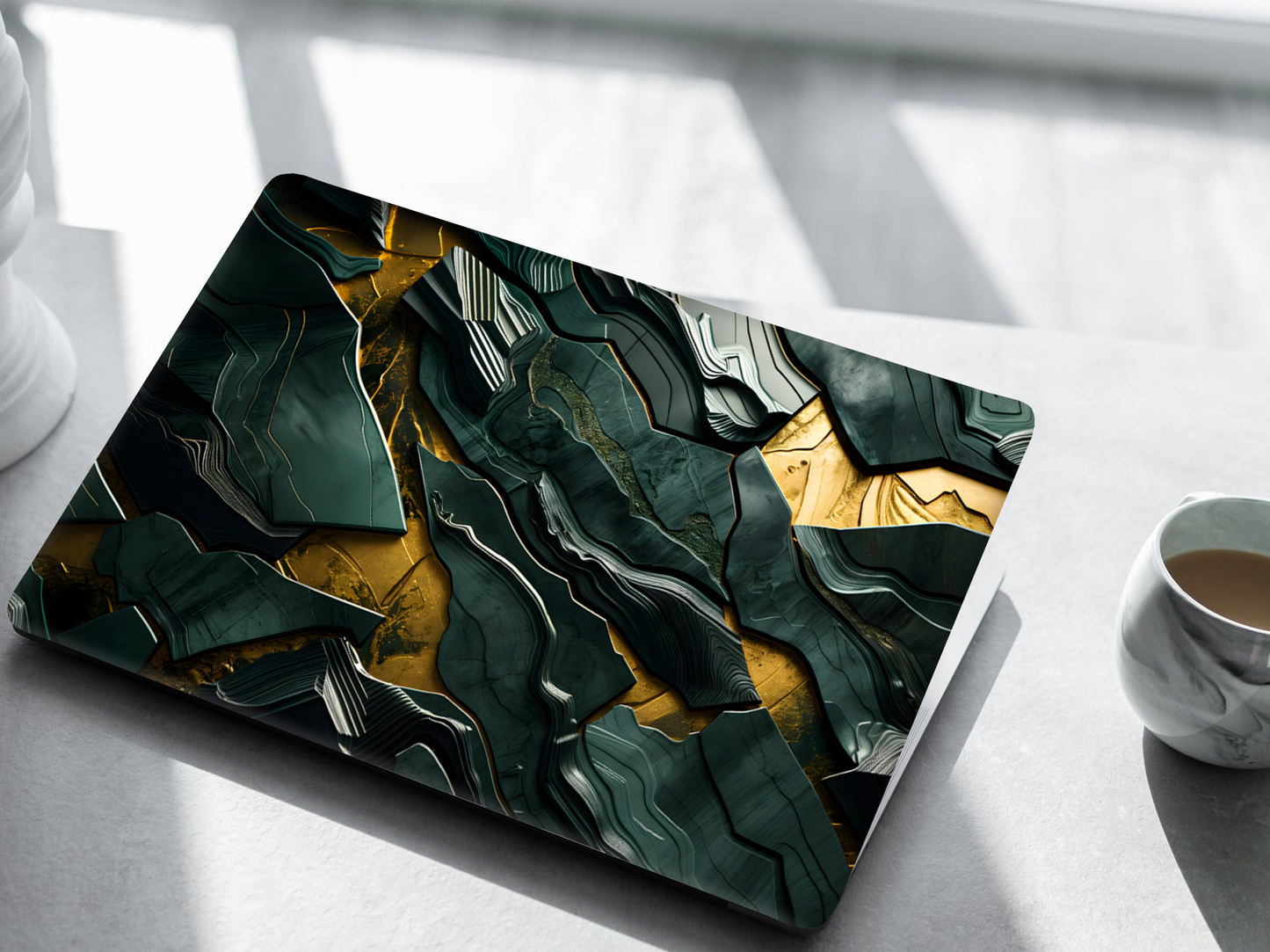 Emerald Gold Geometric Laptop Skin