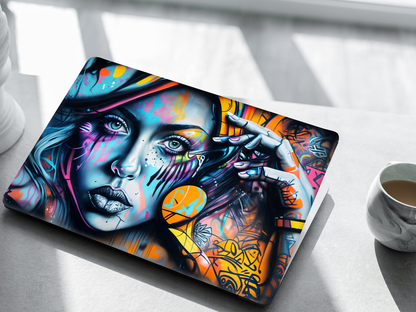 Neon Graffiti Portrait Laptop Skin
