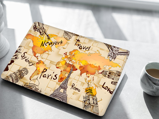 Travel Map Skin Laptop Skin