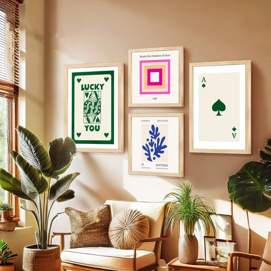 Lucky Card Wall Decor Set of 4