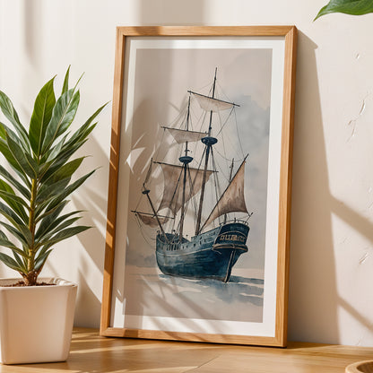 Vintage Sailing Ship Framed Wall Art Print