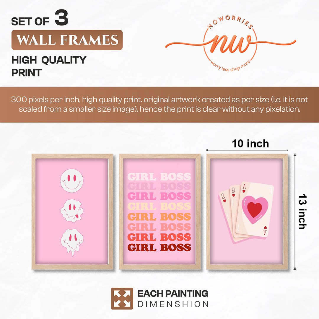 Pink Girl Boss Wall Art Set