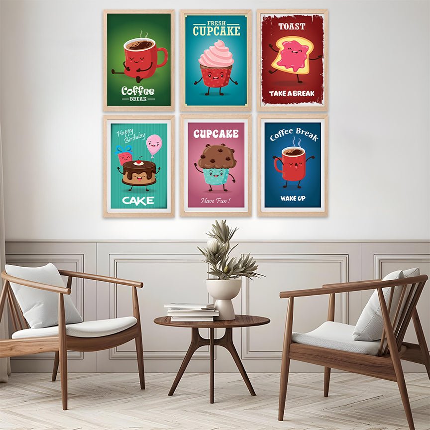 Cute Food Art Collection Wall Frame Set