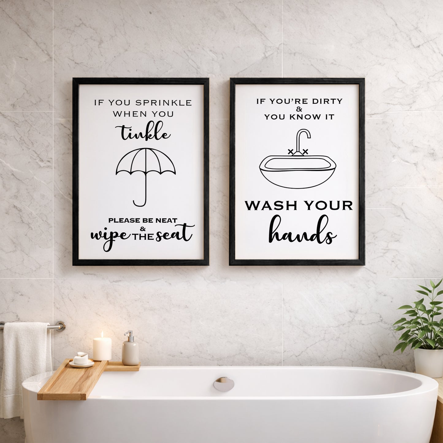Wash Your Hands Wall Art Set of 2