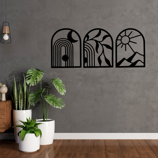 Abstract Arches Pinewood Wall Art