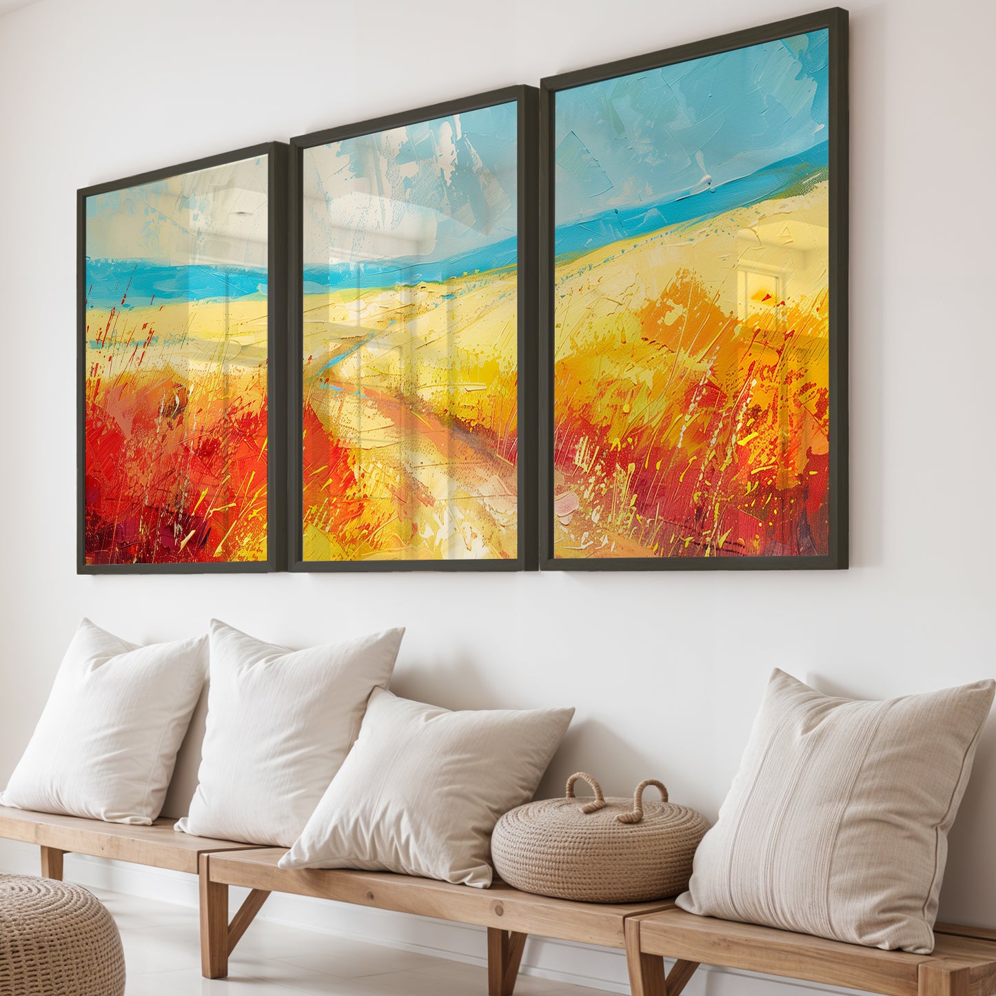 Abstract Coastal Landscape Framed Posters Set of 3