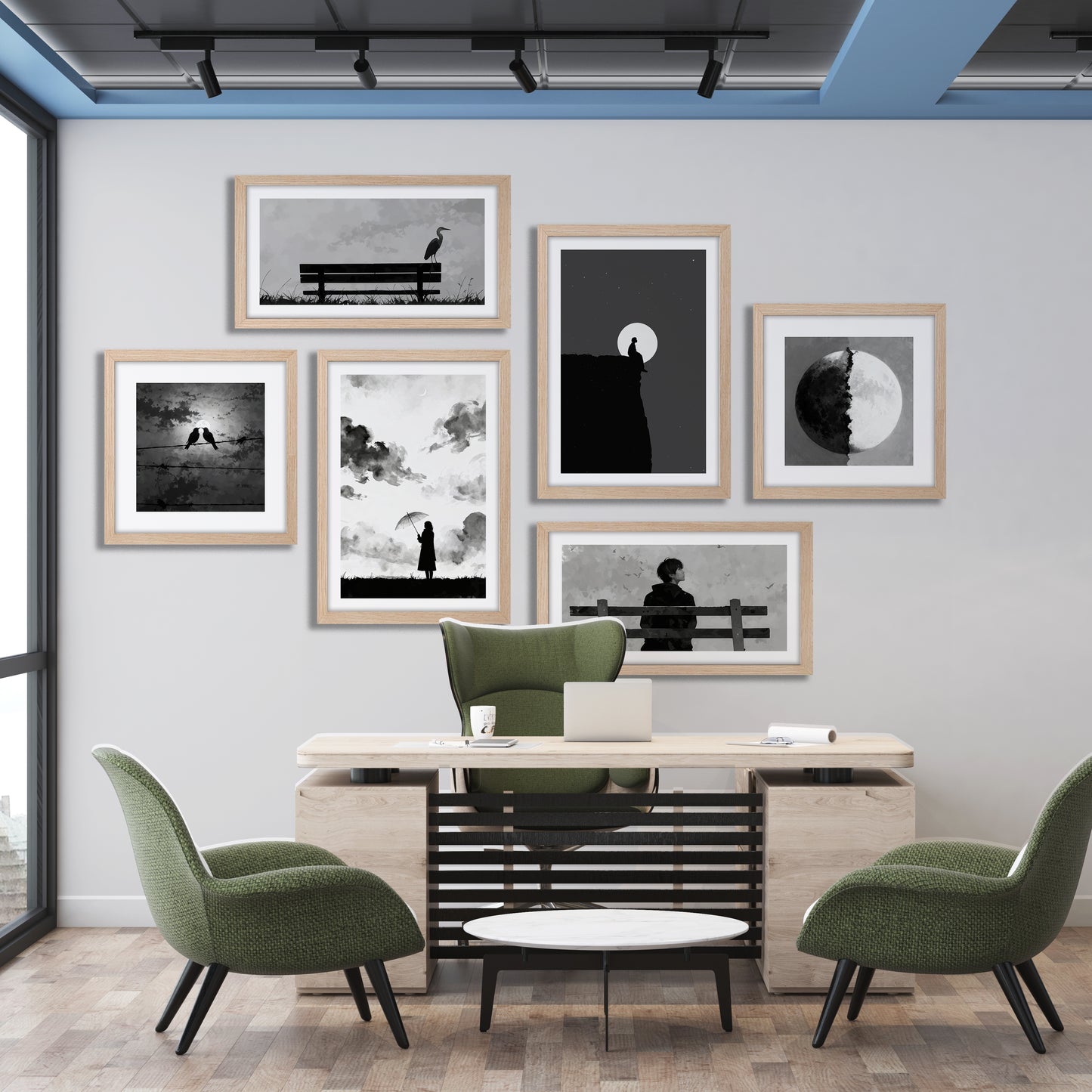 Black & White Minimal Wall Art Set of 6