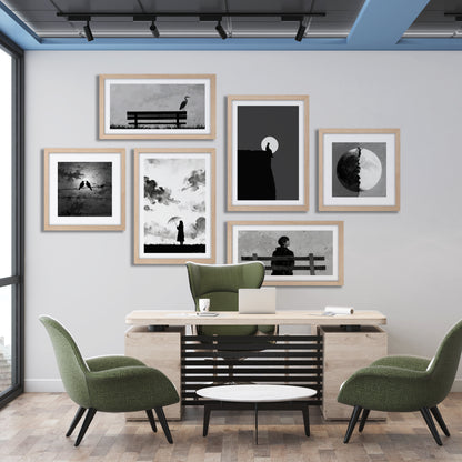 Black & White Minimal Wall Art Set of 6