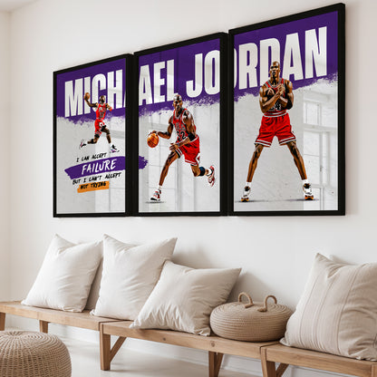 Michael Jordan Motivational Wall Art Set of 3