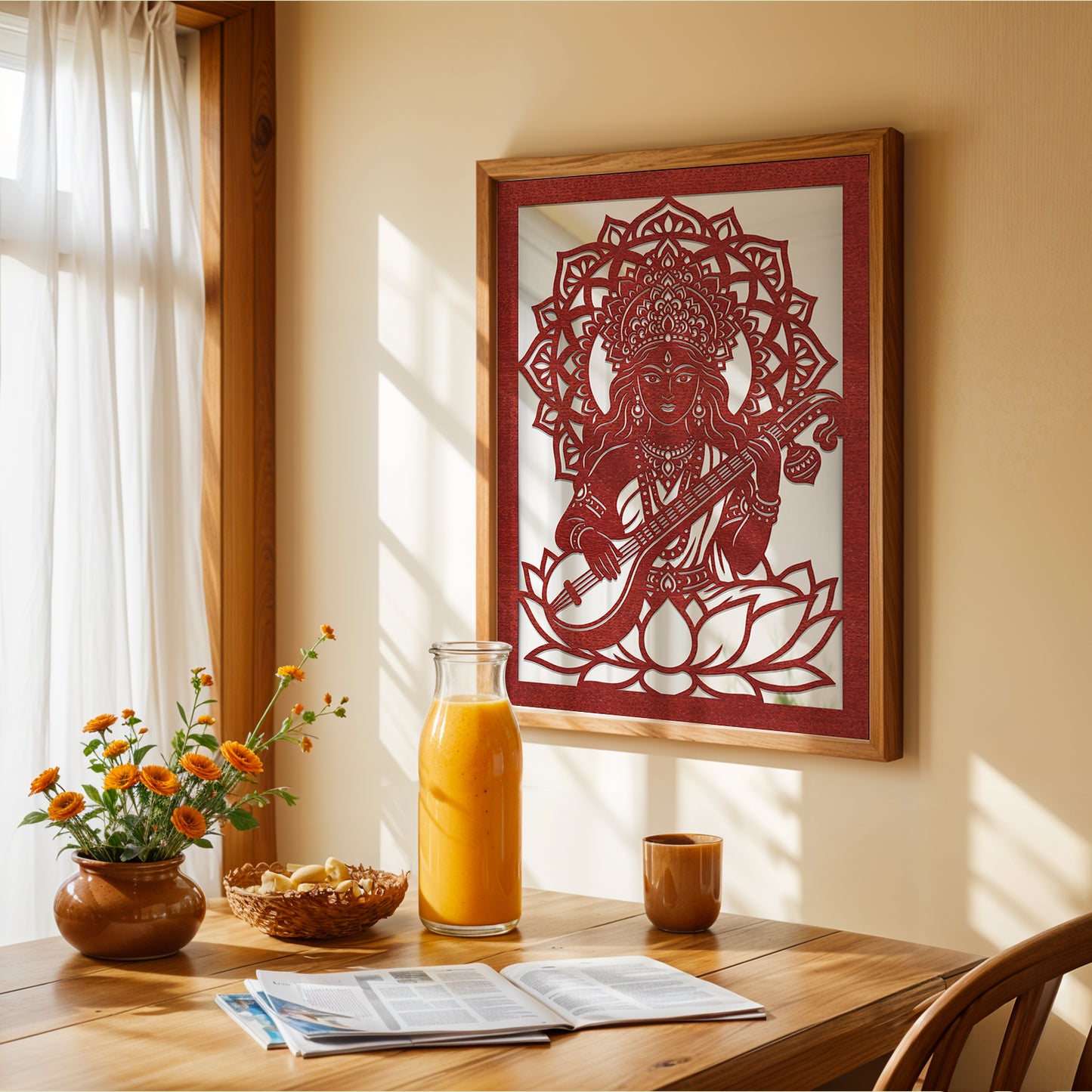 Saraswati Pinewood Laser Wall Art