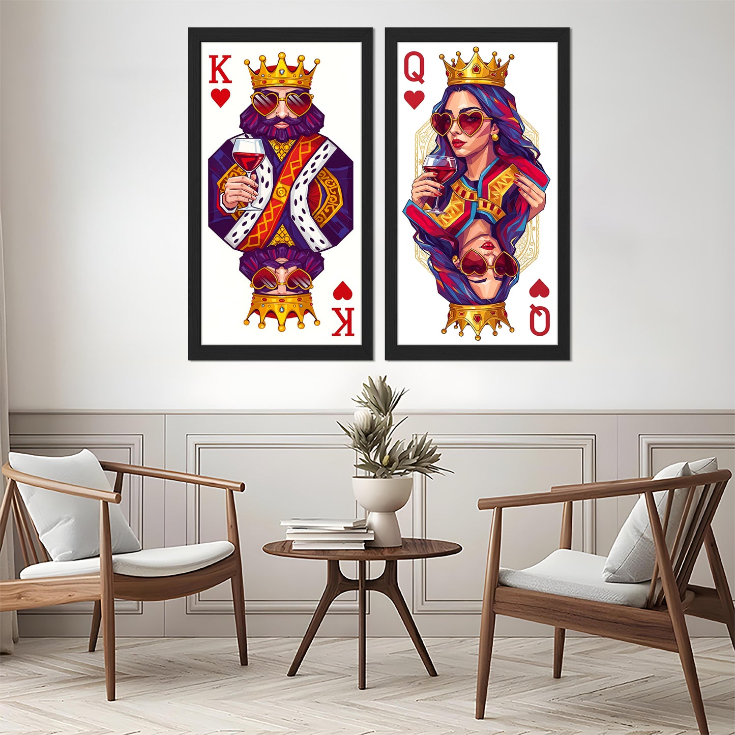Royal King & Queen Wine Duo Wall Frame