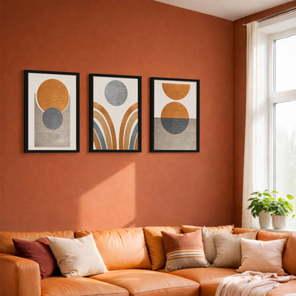 Modern Earth Tone Abstract Wall Frames Set of 3