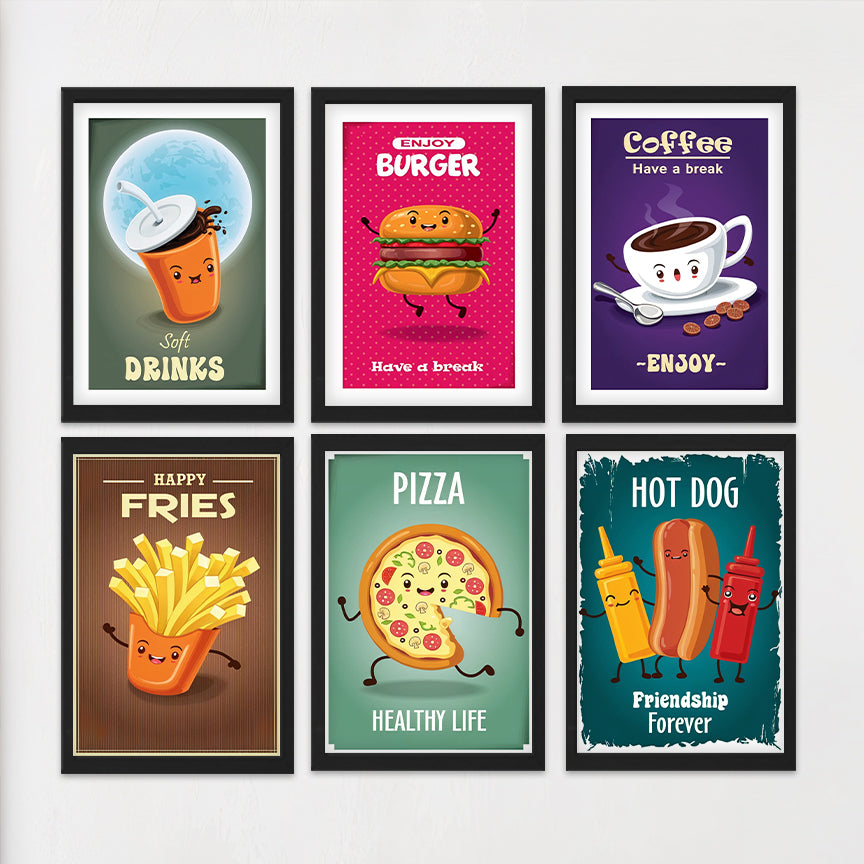 Fun Fast-Food Art Set Wall Frame