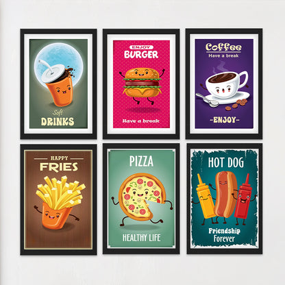 Fun Fast-Food Art Set Wall Frame