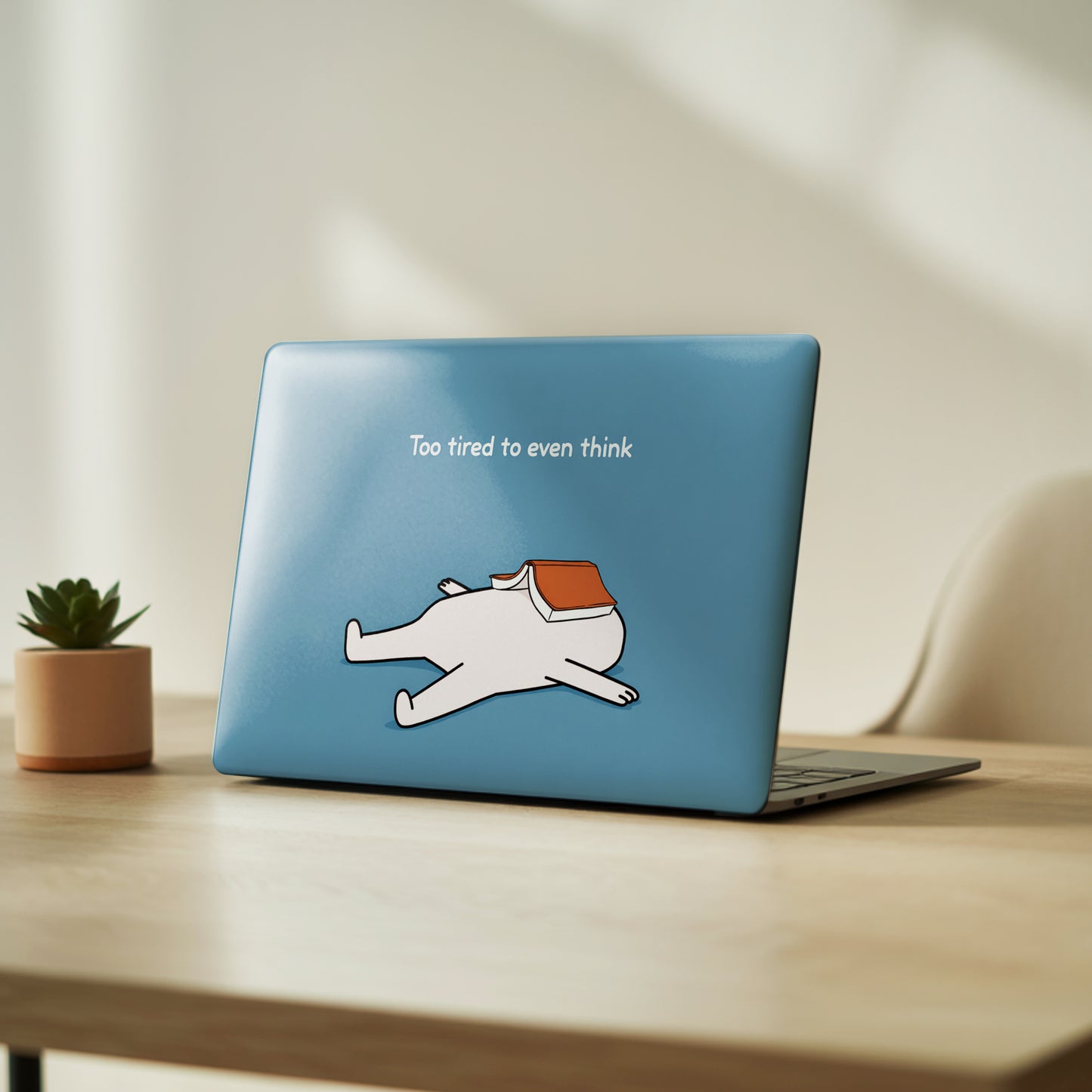 Too Tired to Think Humorous Graphic Laptop Skin