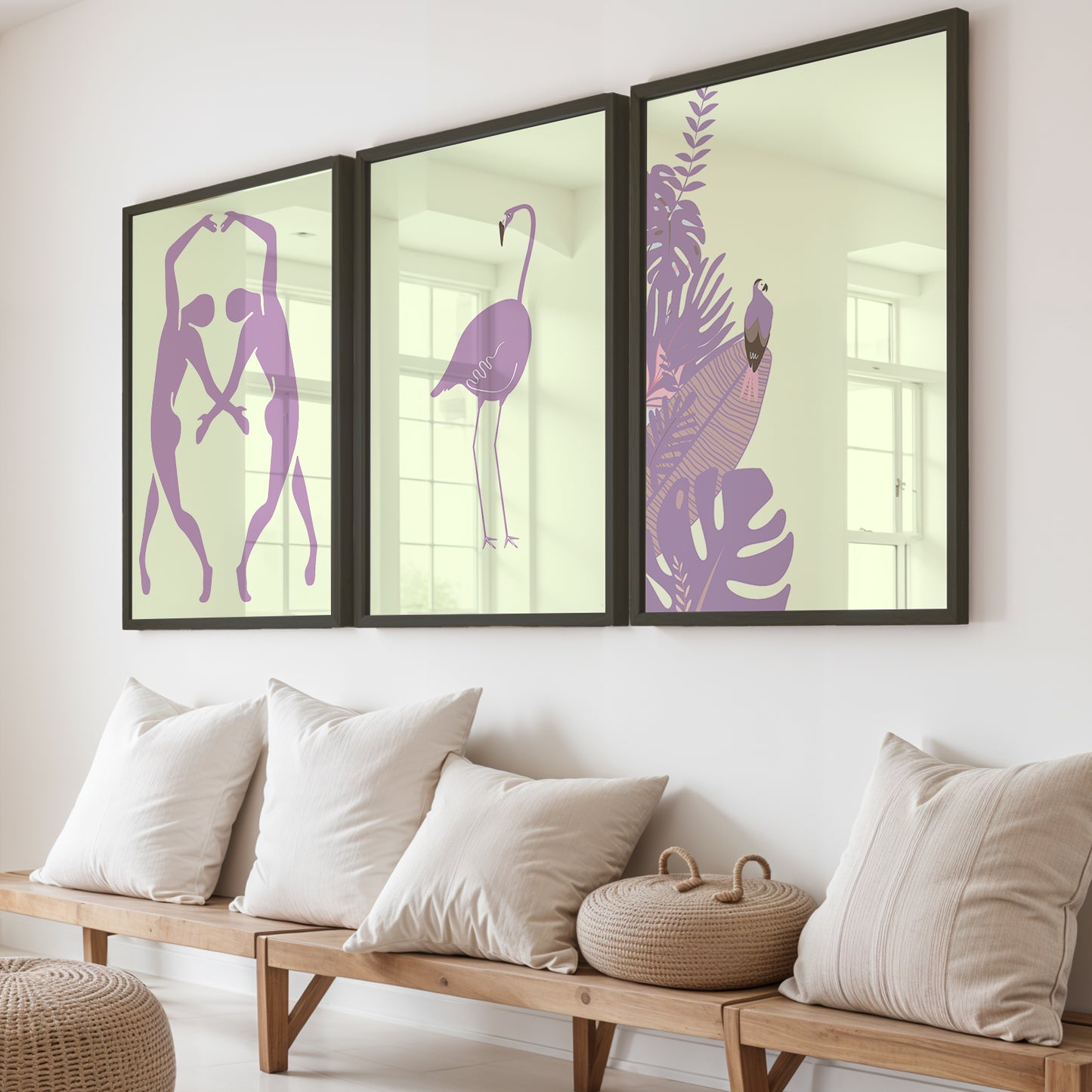 Pastel Flamingo Wall Frames Set of 3