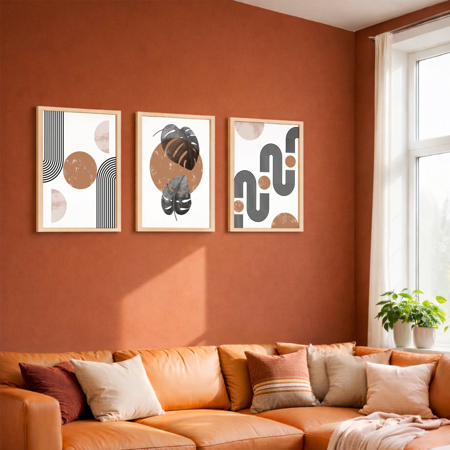 Modern Abstract Line Art Wall Frames Set of 3