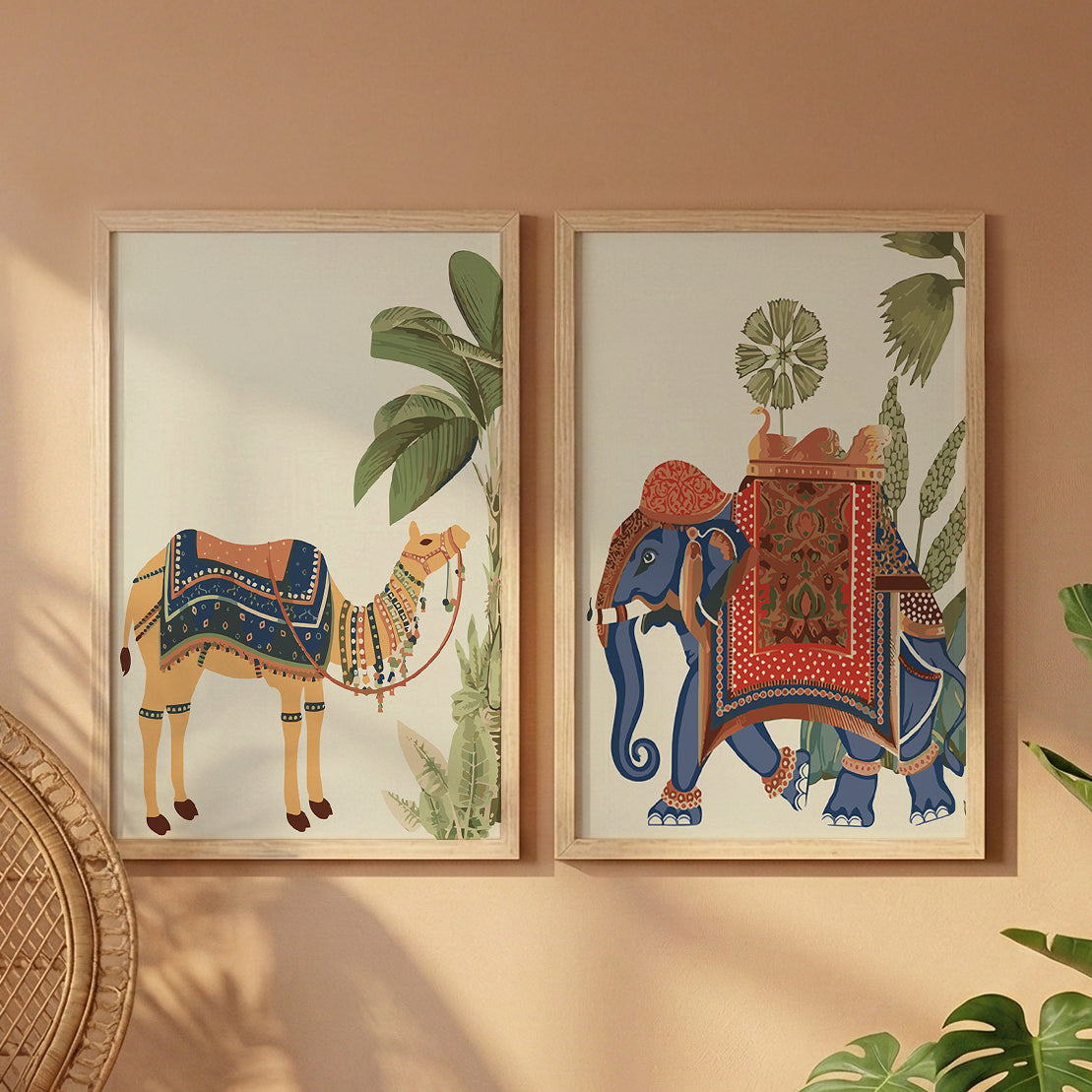 Elephant & Camel Heritage Wall Frame Set of 2