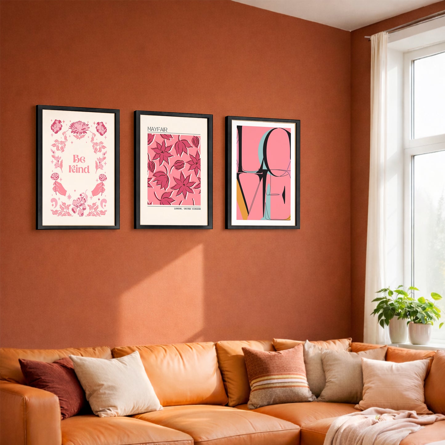 Pink Chic Wall Art Frames Set of 3