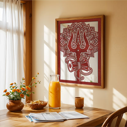 Trishul Shiva Framed Mirror Art Set of 1
