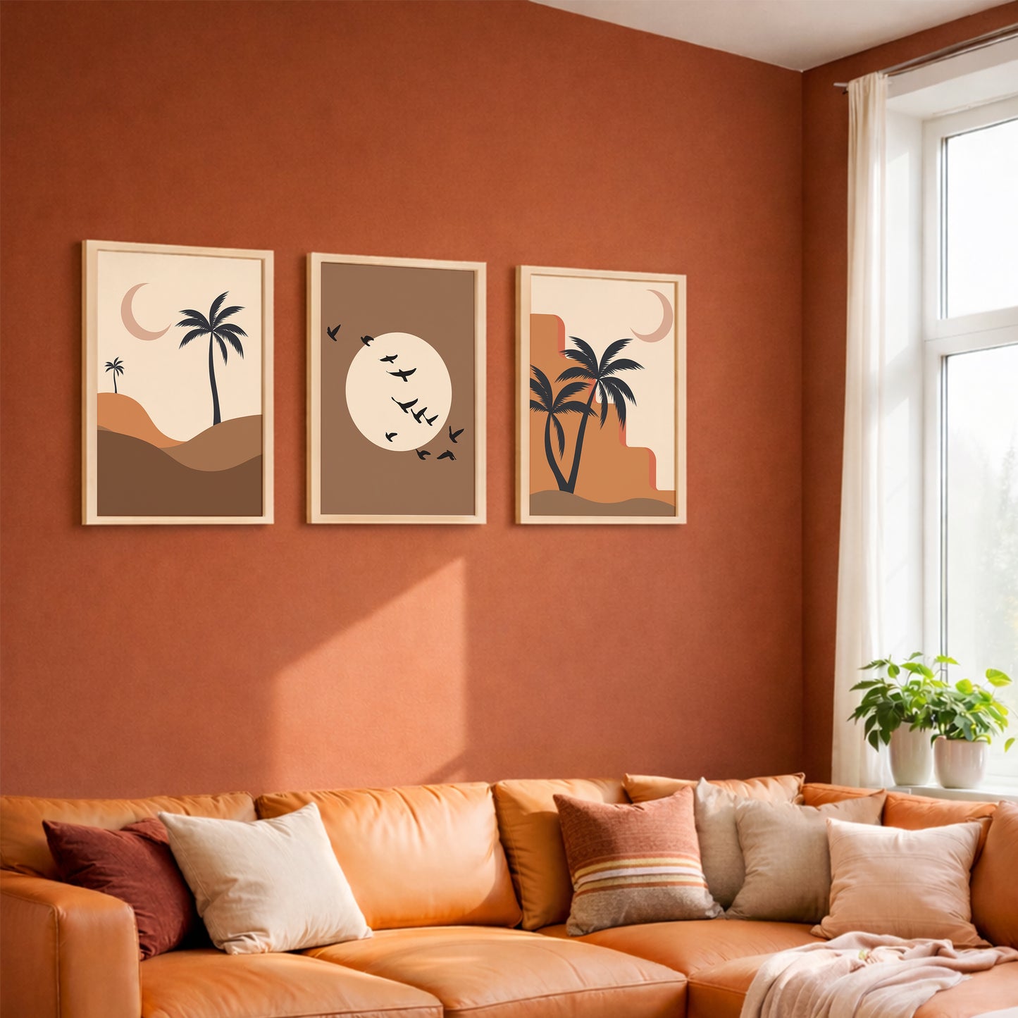 Minimal Desert Moon Wall Frame Set of 3