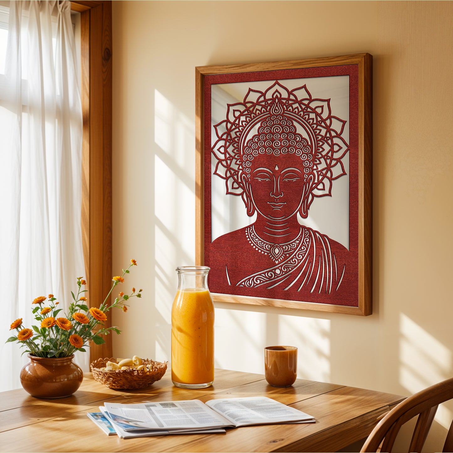 Buddha Pinewood Laser Wall Art