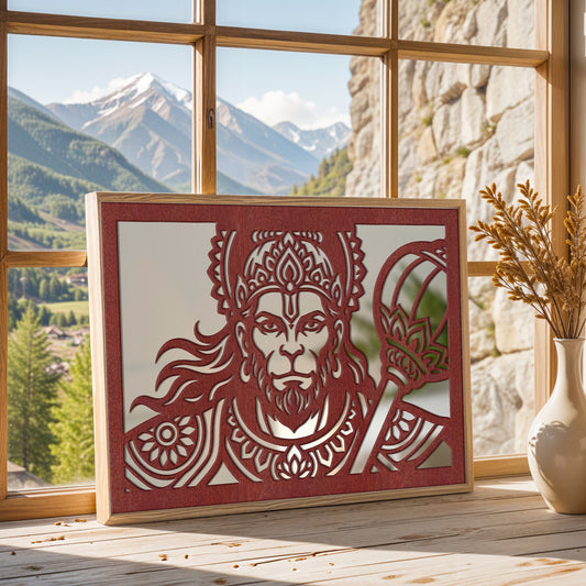 Veer Hanuman Pinewood Laser Wall Art