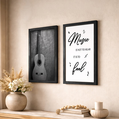 Music & Guitar Black-White Wall Frame Set of 2