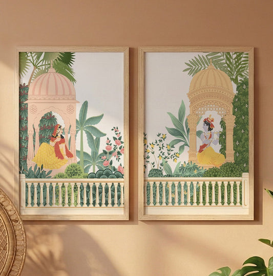 Traditional Indian Royal Couple Wall Art Set of 2