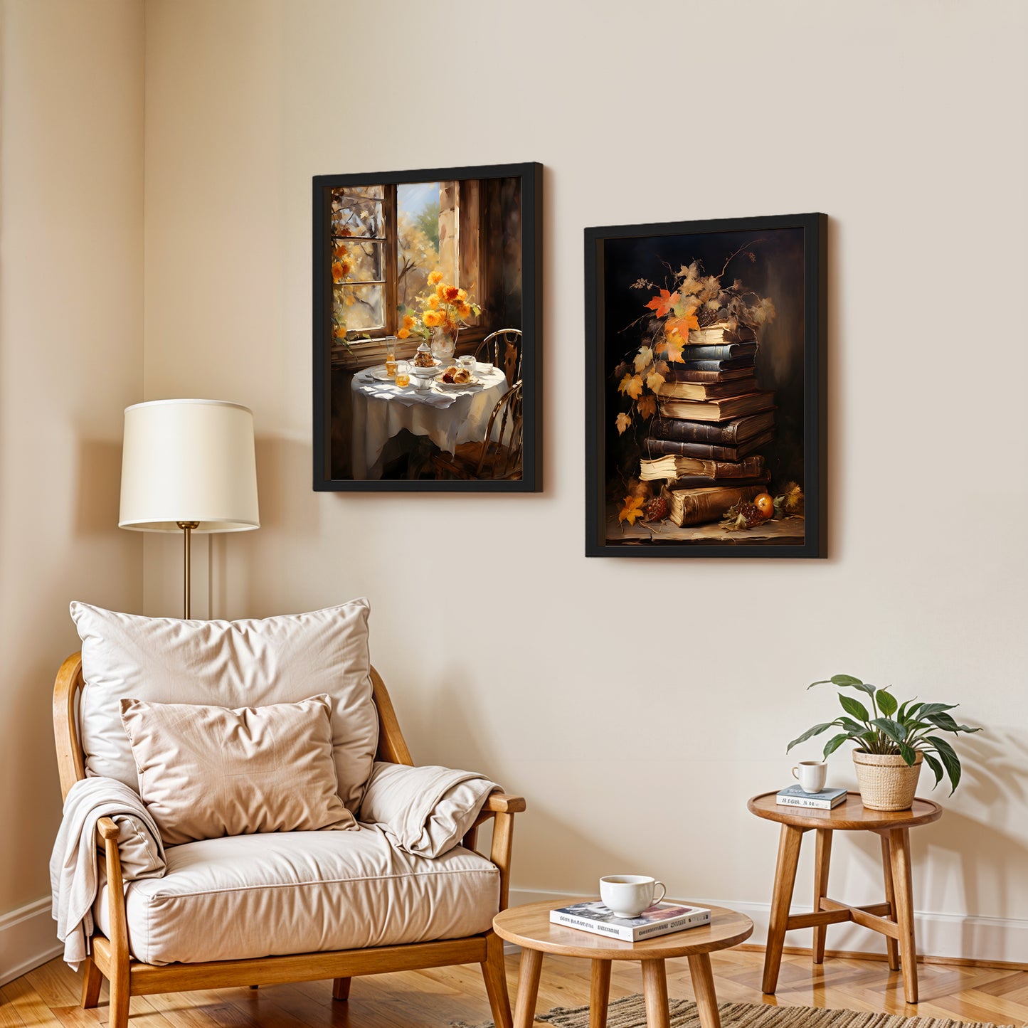 Cozy Autumn Still Life Art Set of 2