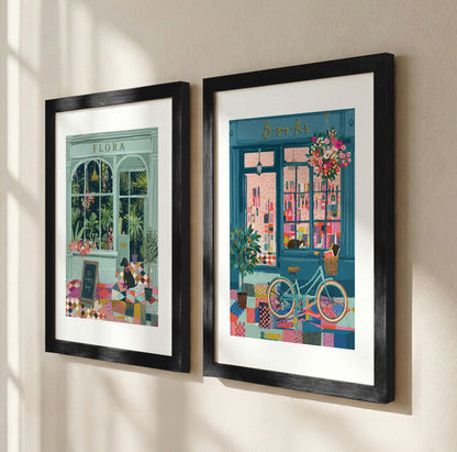 Vintage Café & Bookstore Wall Frame Set of 2