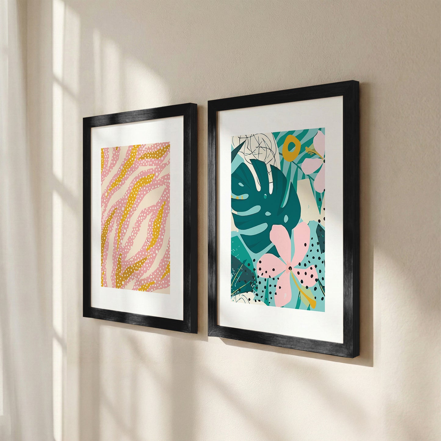 Modern Abstract Botanical Wall Frame Set of 2