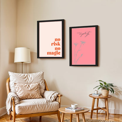 No Risk No Magic Inspirational Wall Art Set of 2