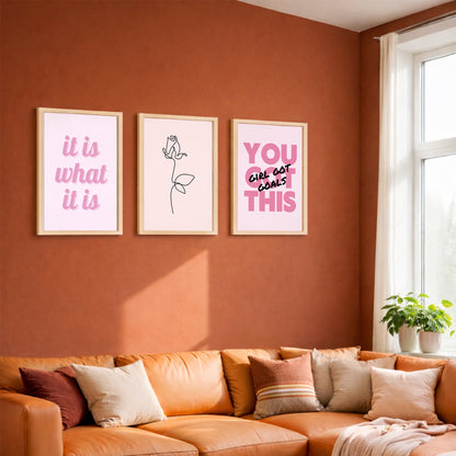 Pink Motivational Wall Frames Set of 3