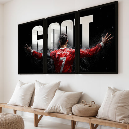 Cristiano Ronaldo GOAT Wall Art Set of 3