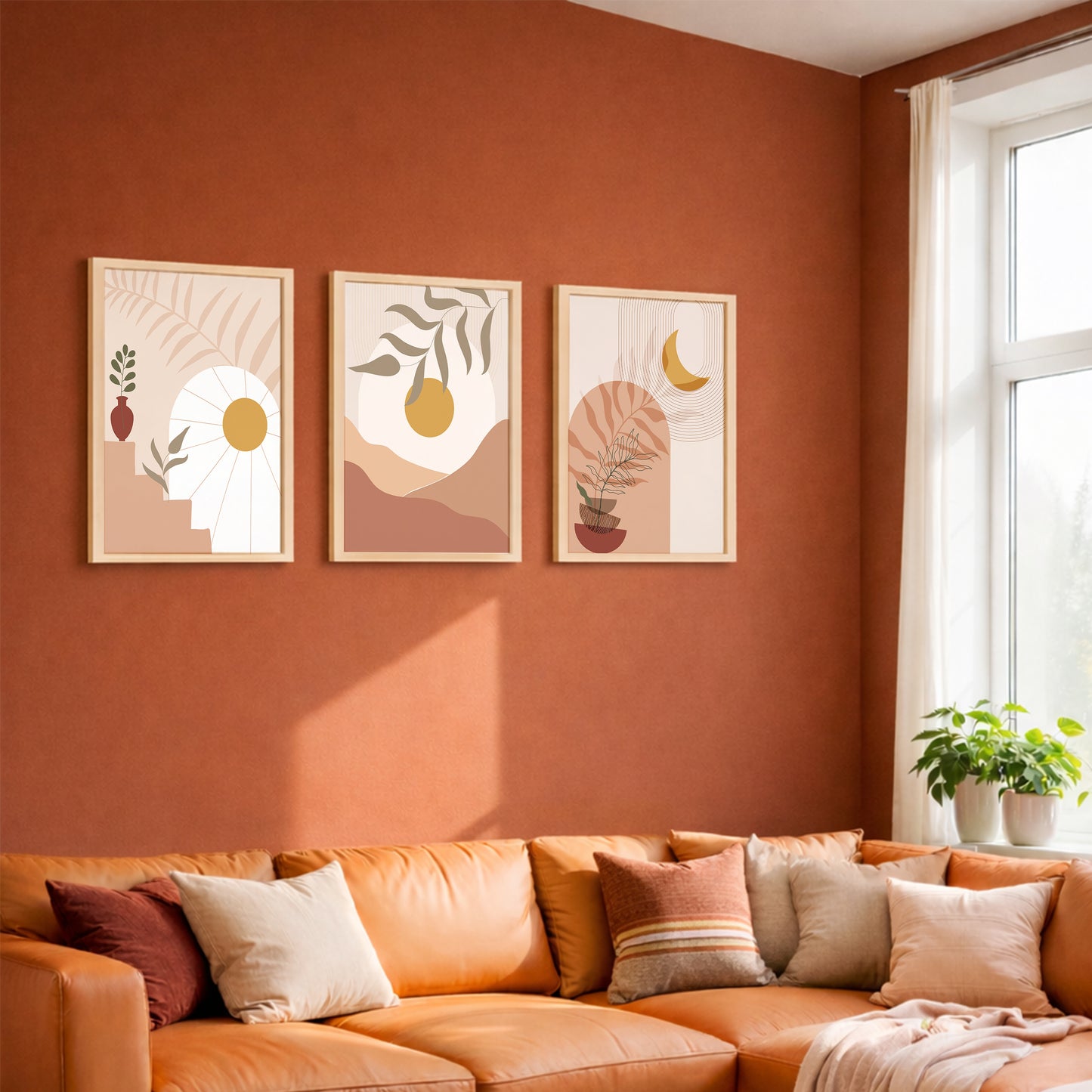 Modern Neutral Landscape Wall Frames Set of 3