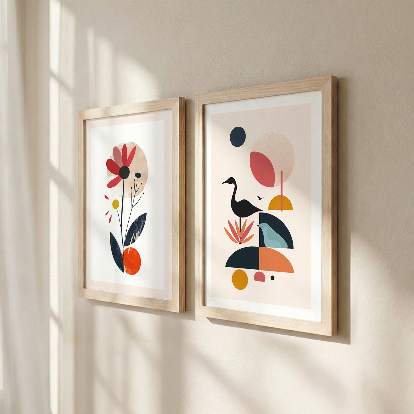 Abstract Modern Floral Wall Art Set of 2