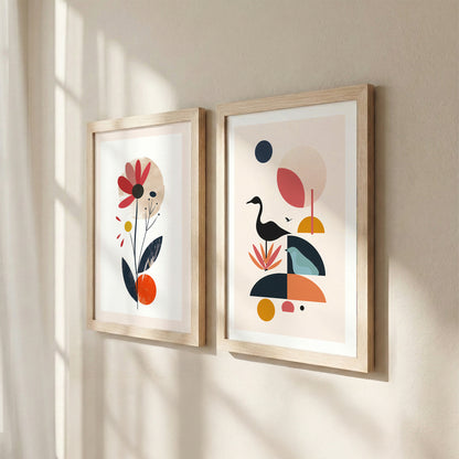 Abstract Modern Floral Wall Art Set of 2