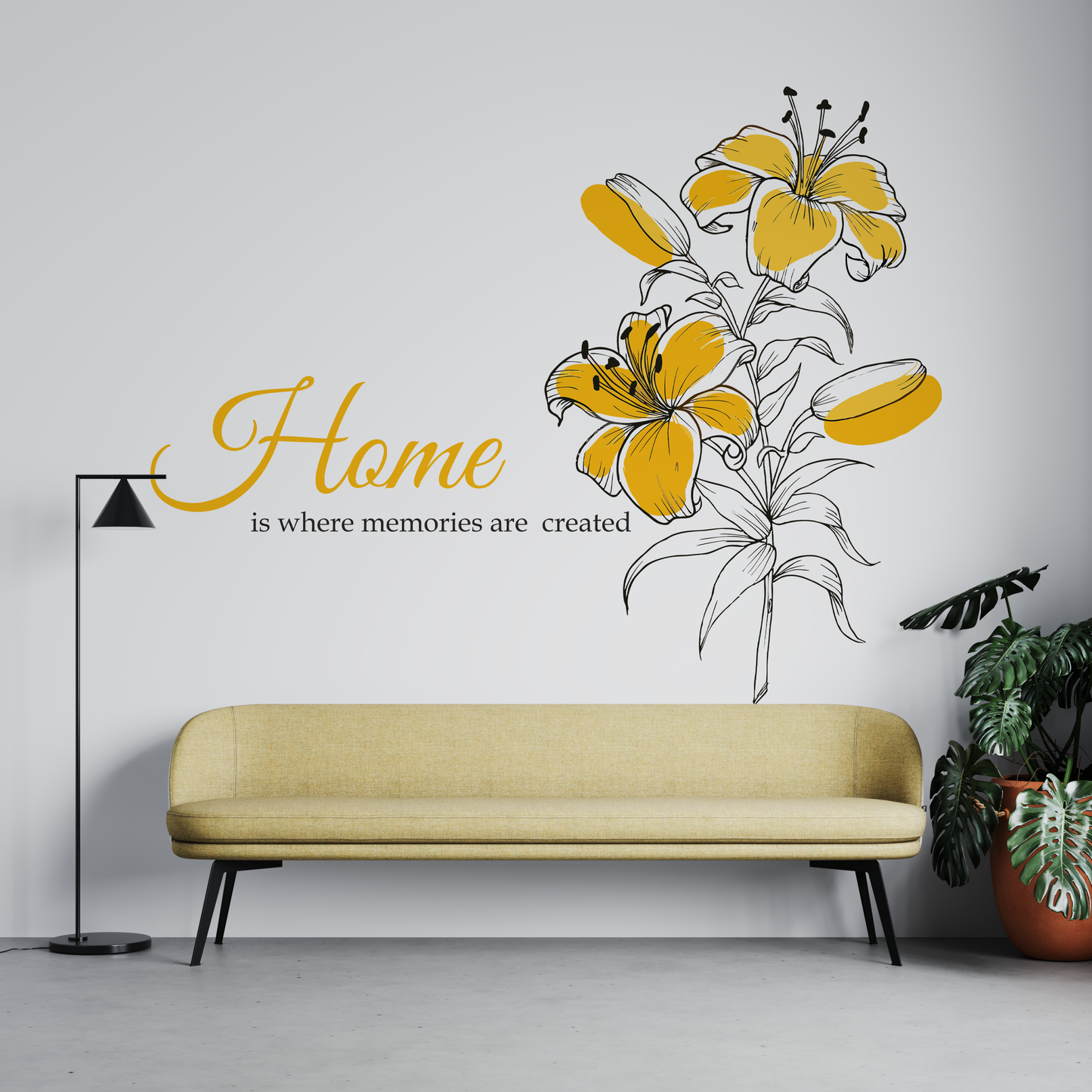 Yellow Lily Floral Wall Sticker