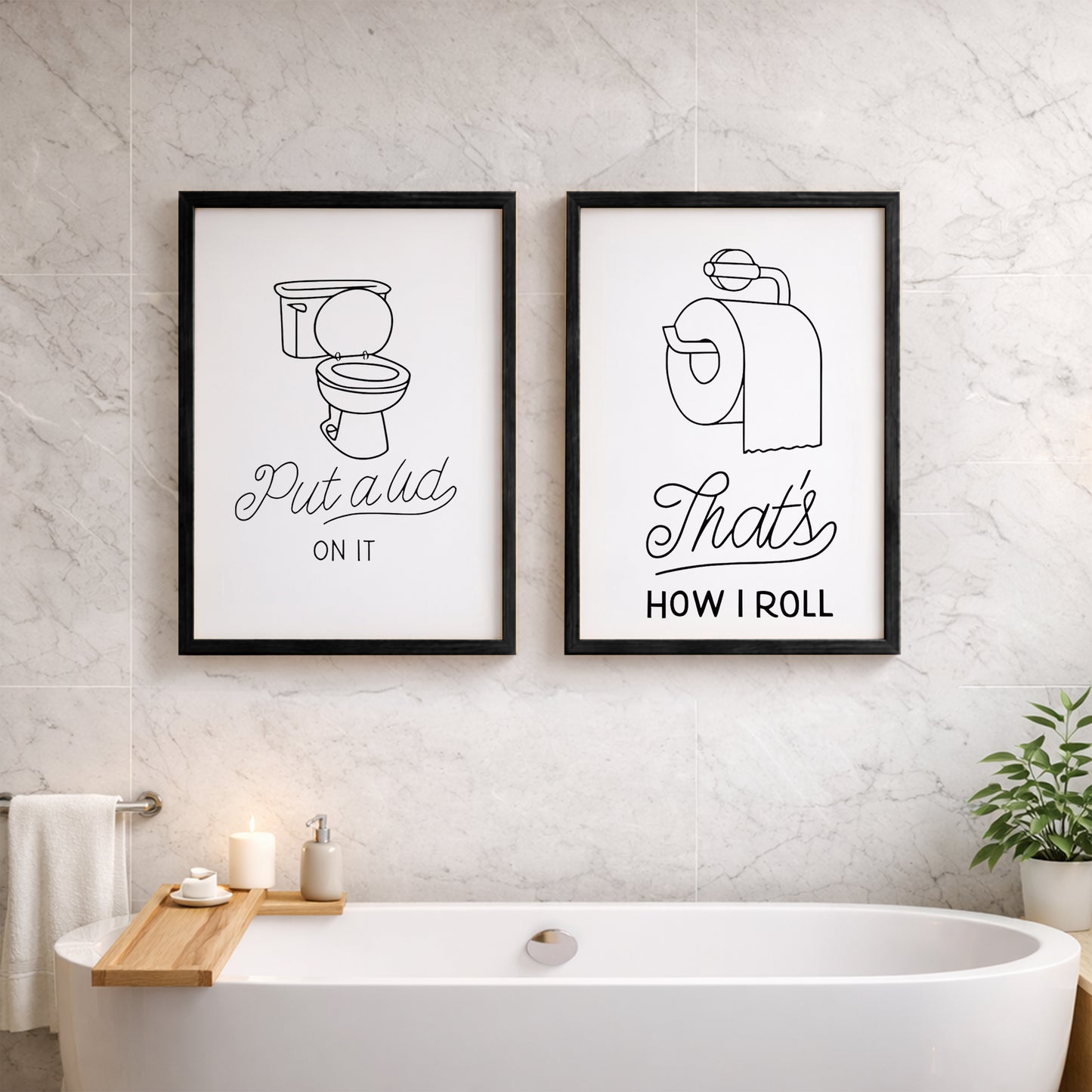 Funny Toilet Humor Wall Frames Set of 2