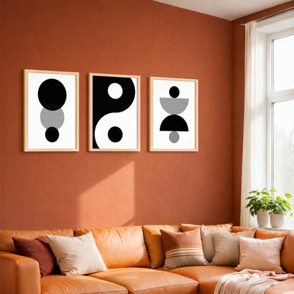 Modern Monochrome Abstract Trio