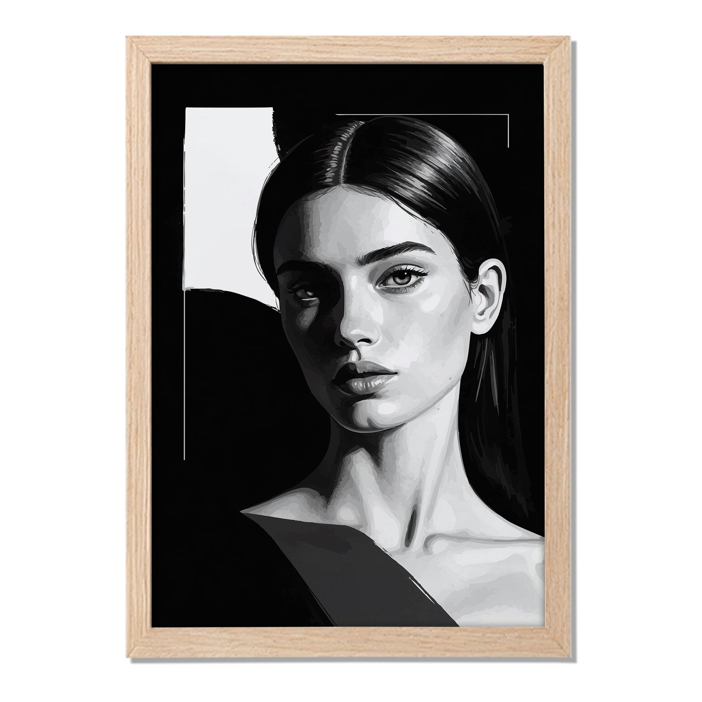Monochrome Woman Portrait Framed Art Print