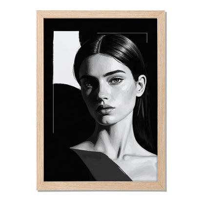 Monochrome Woman Portrait Framed Art Print